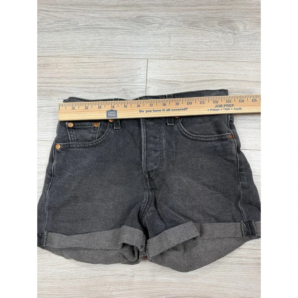 Levi Strauss & Co Womens High Waisted Denim Shorts Washed Black W26‎ Button Fly